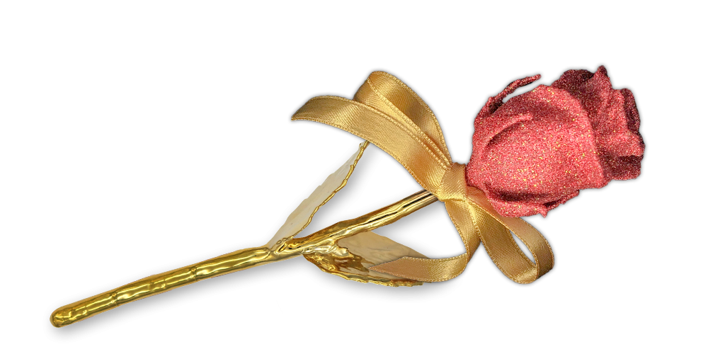 Pravá čajová růže zušlechtěná ryzím zlatem a rubínovým práškem