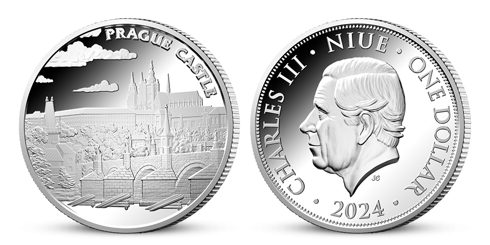 Pražský hrad na pamětní minci z ryzího stříbra 999/1000
