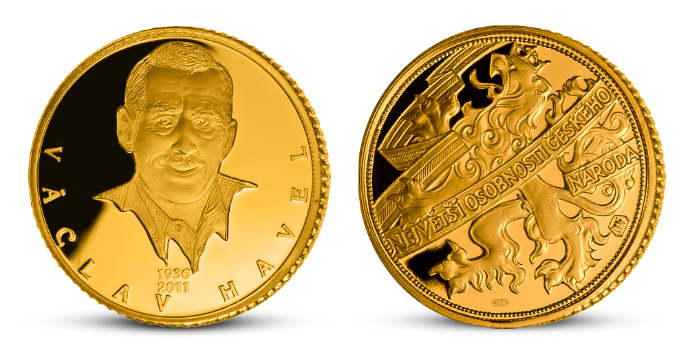 Václav Havel na medaili ze 14karátového zlata Václav Havel na medaili ze 14karátového zlata
