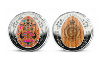 Veselé Velikonoce na minci z ryzího stříbra a dřeva, 2022