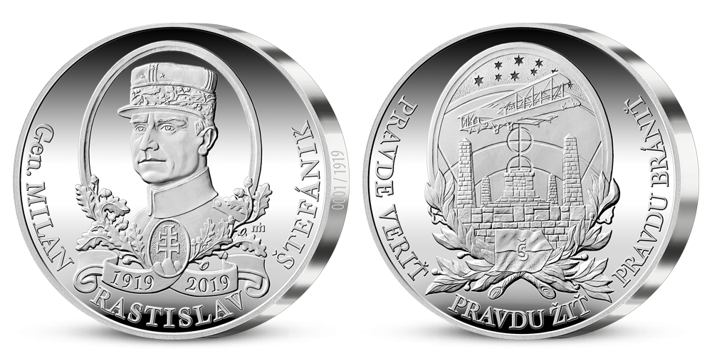 Ražba dne - medaile vyražená v den 100. výročí úmrtí M. R. Štefánika 