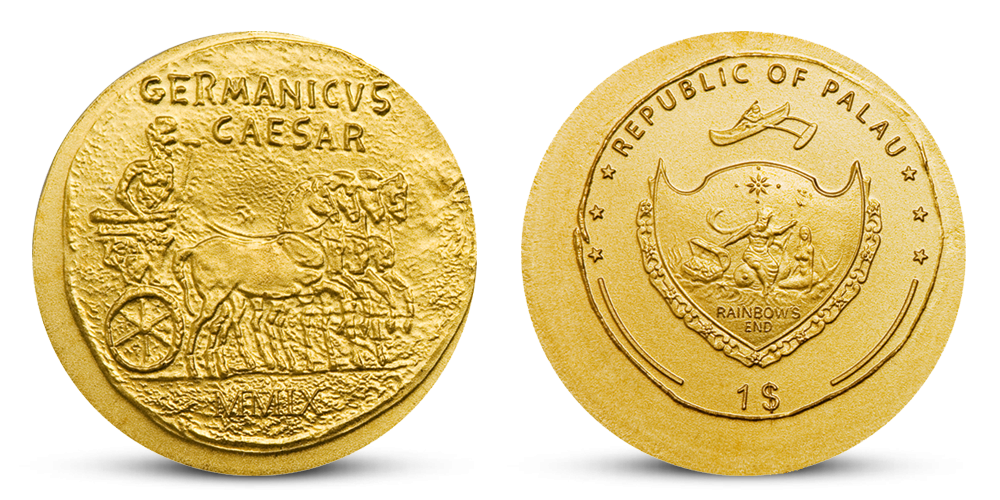 Antický generál Germanicus na replice historické mince ze starého Říma Antický generál Germanicus na replice historické mince ze starého Říma