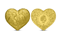 Romeo a Julie - mince ve tvaru srdce zušlechtěná ryzím zlatem 999/1000