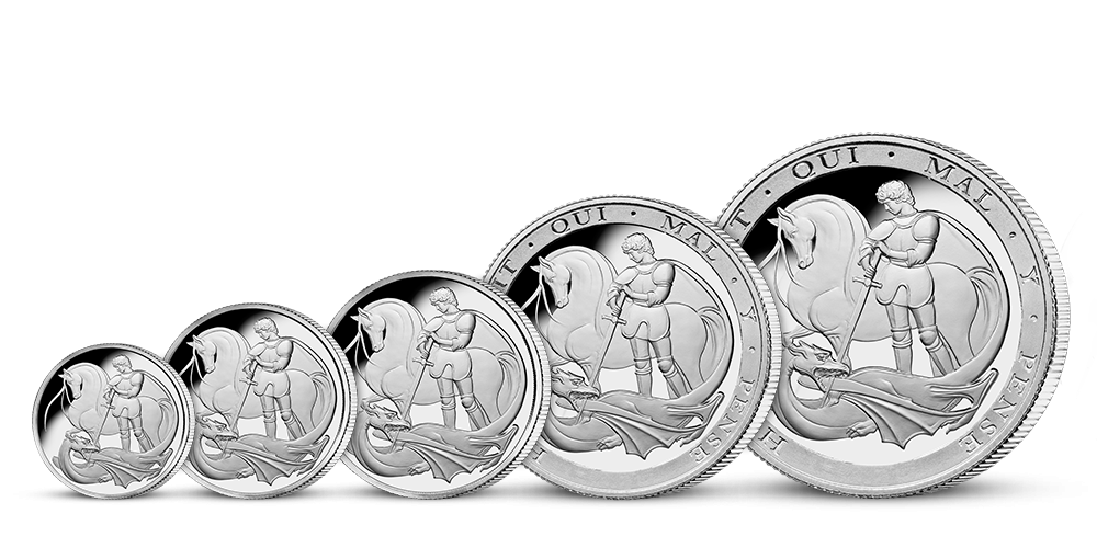 Sada pěti stříbrných mincí Sovereign 2024 
