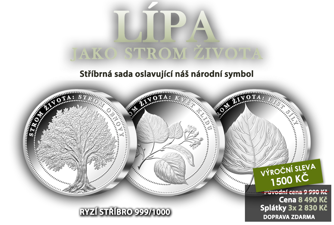 Lípa jako národní symbol v sadě stříbrných medailí