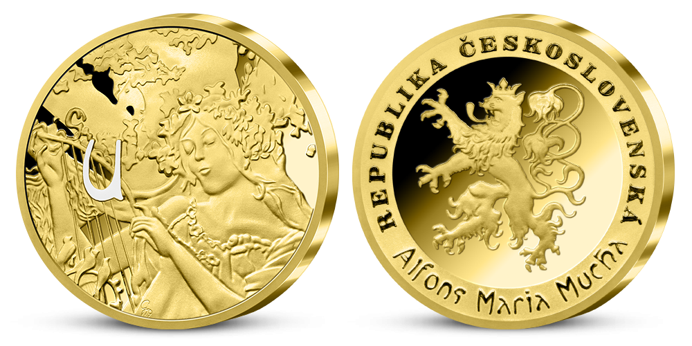 Alfons Mucha - sada pamětních medailí zušlechtěných ryzím zlatem - Jaro