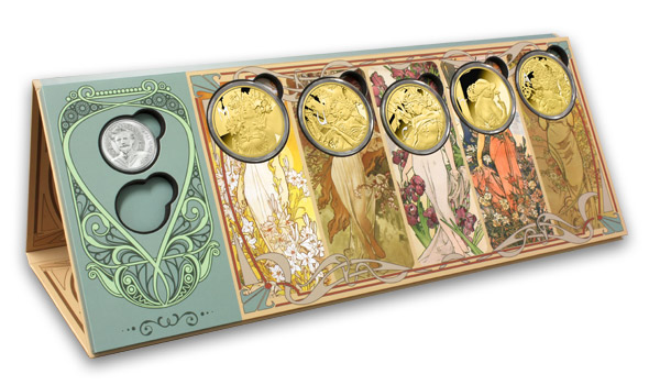 Numismatický zakladač pro kolekci medailí Alfons Mucha