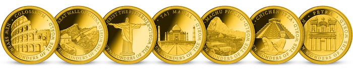 Kolekce 7 nových divů světa -  minci z ryzího zlata 999/1000