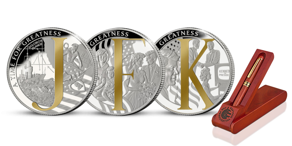 John Fitzgerald Kennedy na setu tří mincí John Fitzgerald Kennedy na setu tří mincí