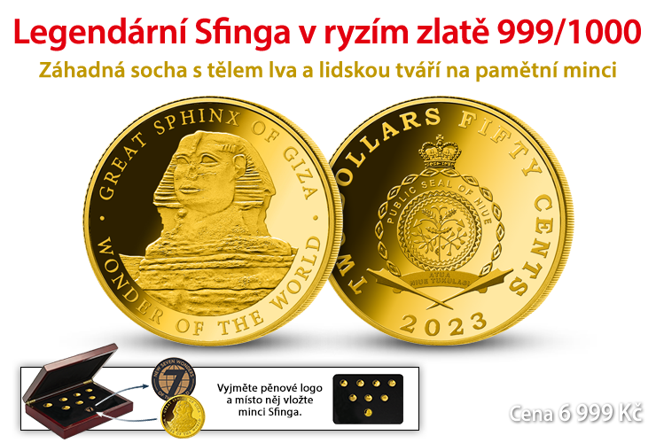 Majest&aacute;tn&iacute; Velk&aacute; sfinga v ryz&iacute;m zlatě