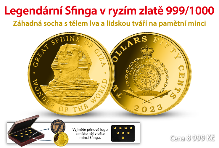 Majest&aacute;tn&iacute; Velk&aacute; sfinga v ryz&iacute;m zlatě