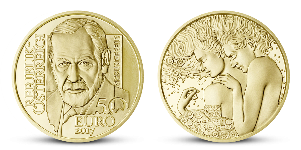 Sigmund Freud na zlaté minci 