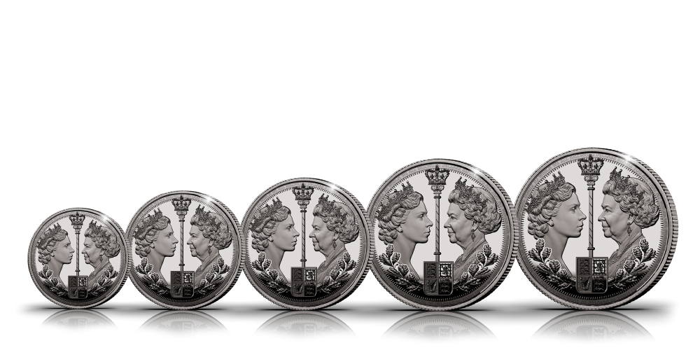 Sada pěti Sovereign mincí z ryzího stříbra 999/1000 Sada pěti Sovereign mincí z ryzího stříbra 999/1000