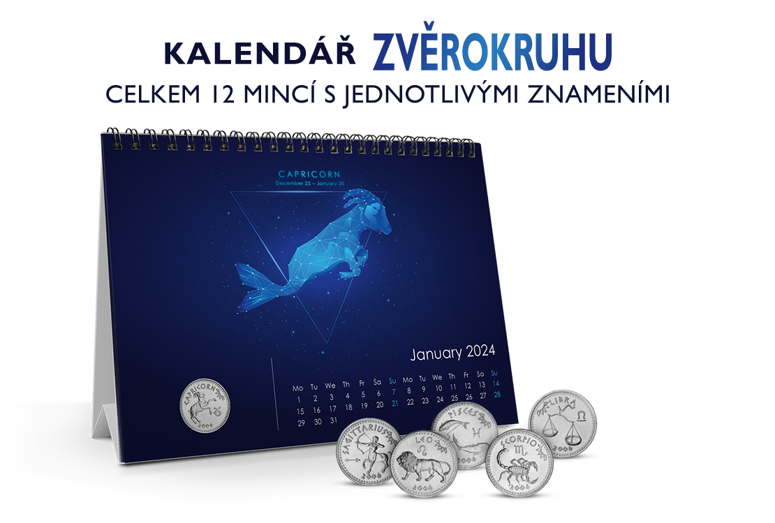 Stolní kalendář 2024 plný mincí 