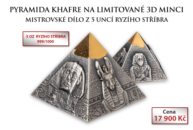 Pyramida Khafre na limitované 3D minci