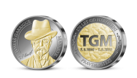 Stříbrná medaile T. G. Masaryk zušlechtěná zlatem a rutheniem 