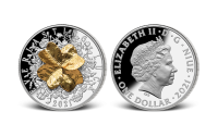 Stříbrná mince věčného štěstí s pravým čtyřlístkem