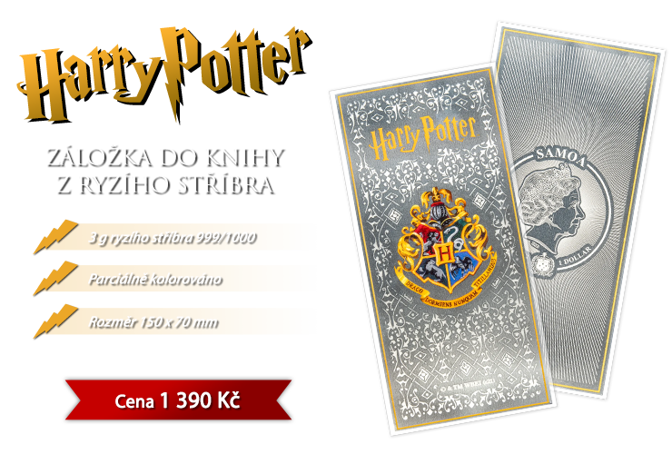 Harry Potter na knižní záložce z ryzího stříbra