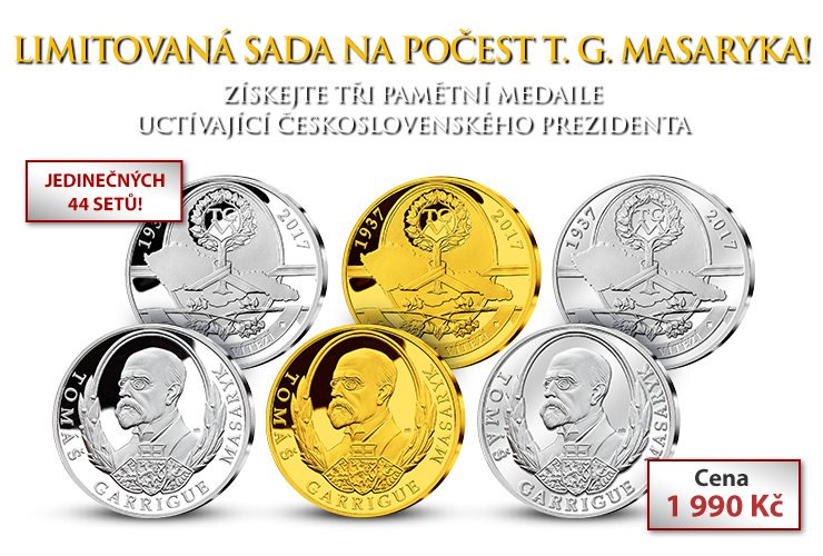 Set tří pamětních medailí  s T. G. Masarykem