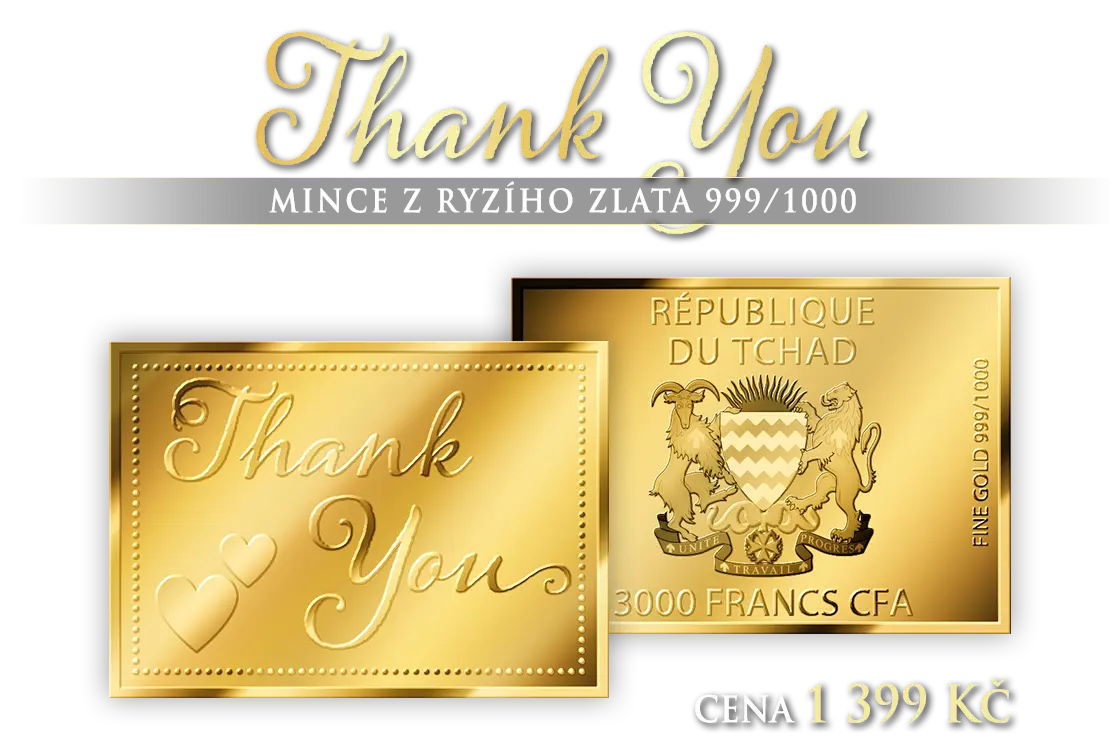 Thank you mince z ryz&iacute;ho zlata 999/1000