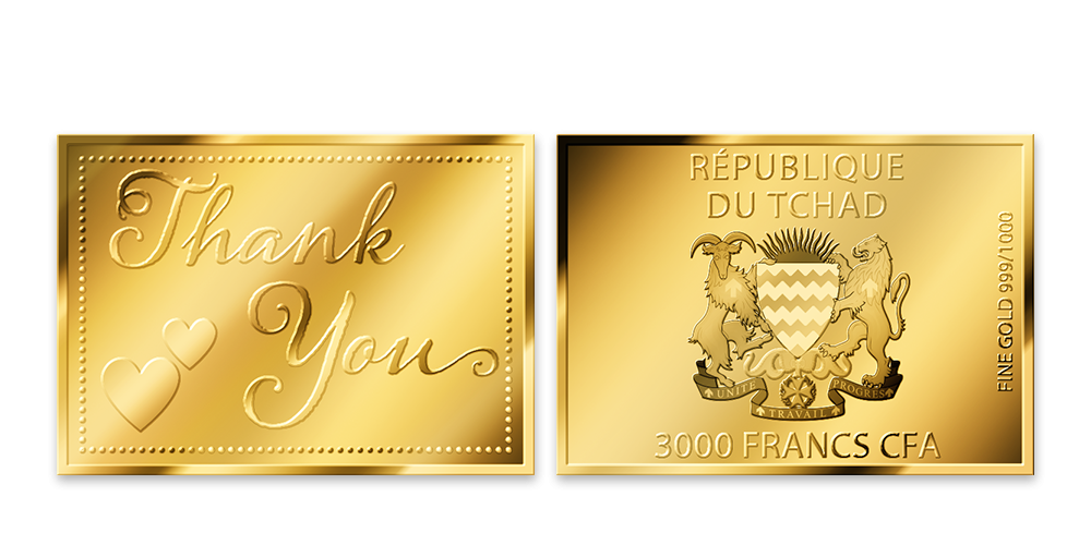 Thank you mince z ryzího zlata 999/1000