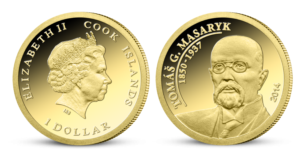 Tomáš G. Masaryk na minci z ryzího zlata Tomáš G. Masaryk na minci z ryzího zlata