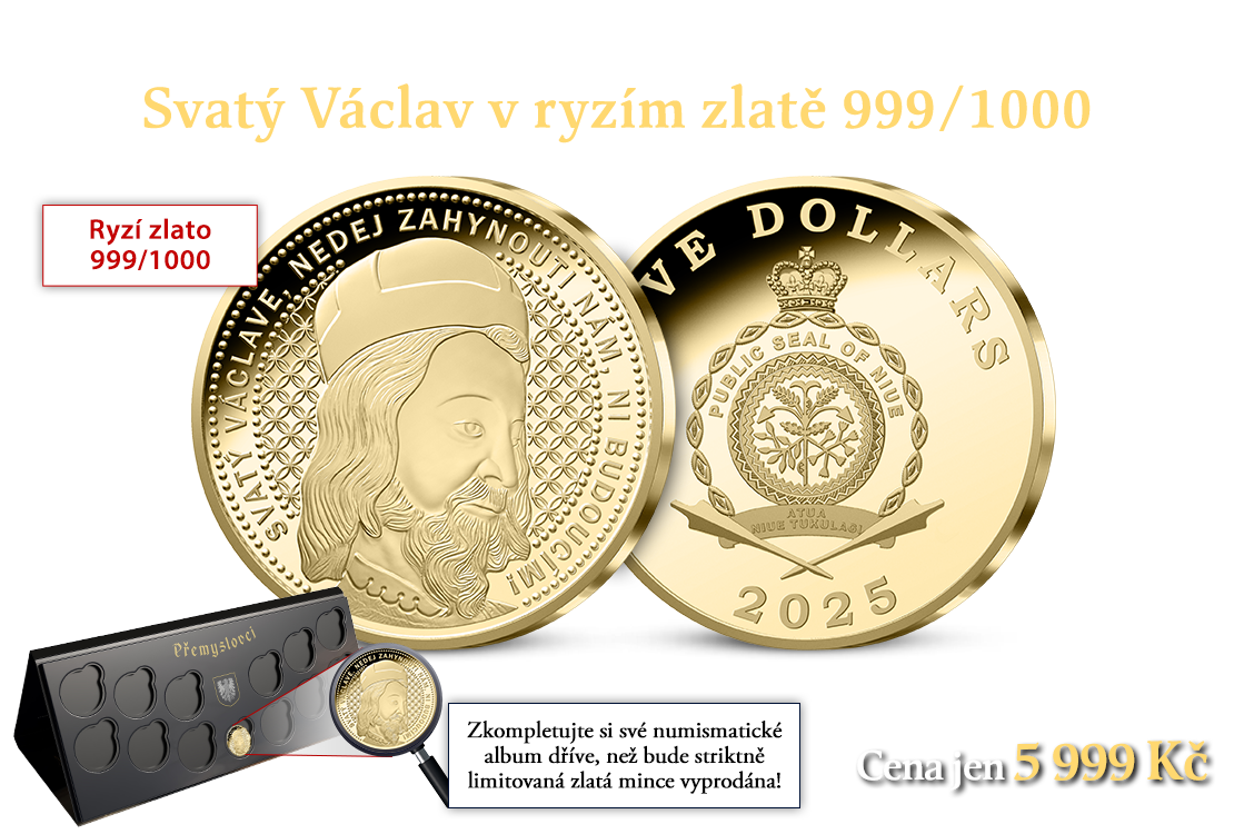 Svatý Václav na pamětní minci z ryzího zlata!