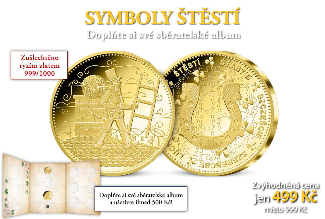 Symboly štěstí na medailích zušlechtěných ryzím zlatem