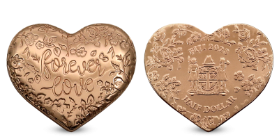 Mince ve tvaru srdce oslavující věčnou lásku