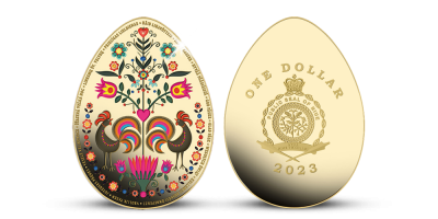 Velikonoční vajíčko Pisanki mince ve tvaru vajíčka 