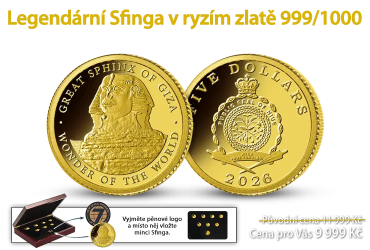 Majest&aacute;tn&iacute; Velk&aacute; sfinga v ryz&iacute;m zlatě