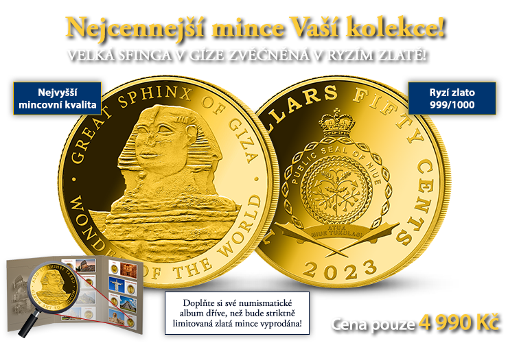 Majestátní Velká sfinga v ryzím zlatě