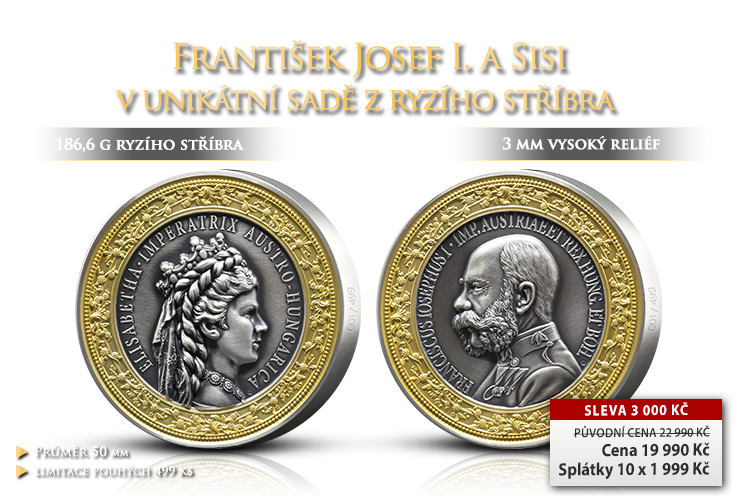 František Josef I. a Sisi v unikátní sadě z ryzího stříbra 