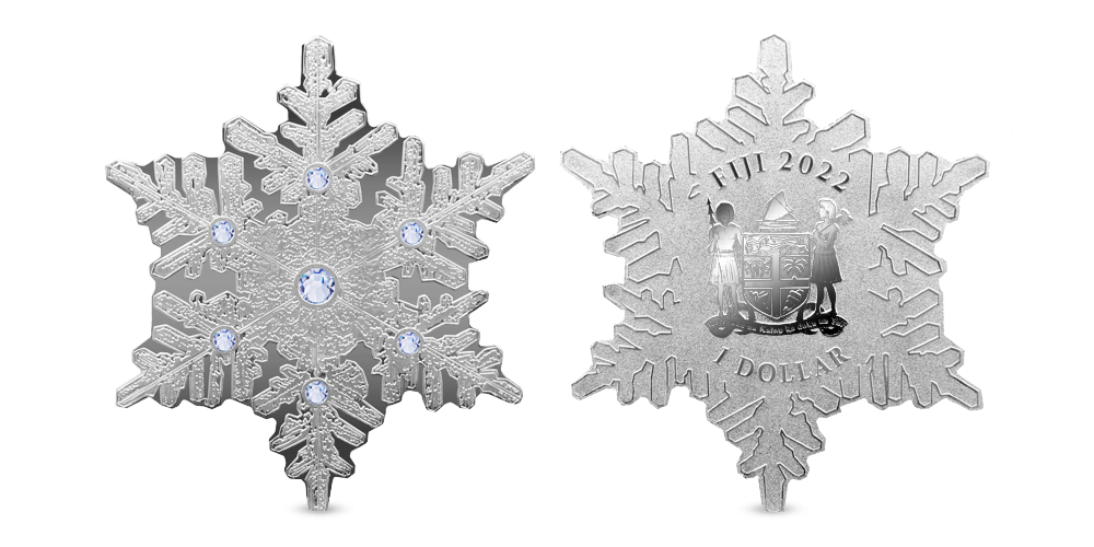 Vánoční stříbrná mince ve tvaru sněhové vločky