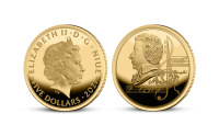 W. A. Mozart na minci z ryzího zlata