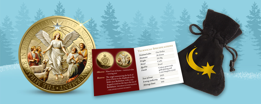 Zázrak v Betlémě a vánoční mince zušlechtěna ryzím zlatem Zázrak v Betlémě a vánoční mince zušlechtěna ryzím zlatem