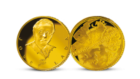 Josef Lada na zlaté medaili v mincovním rámu