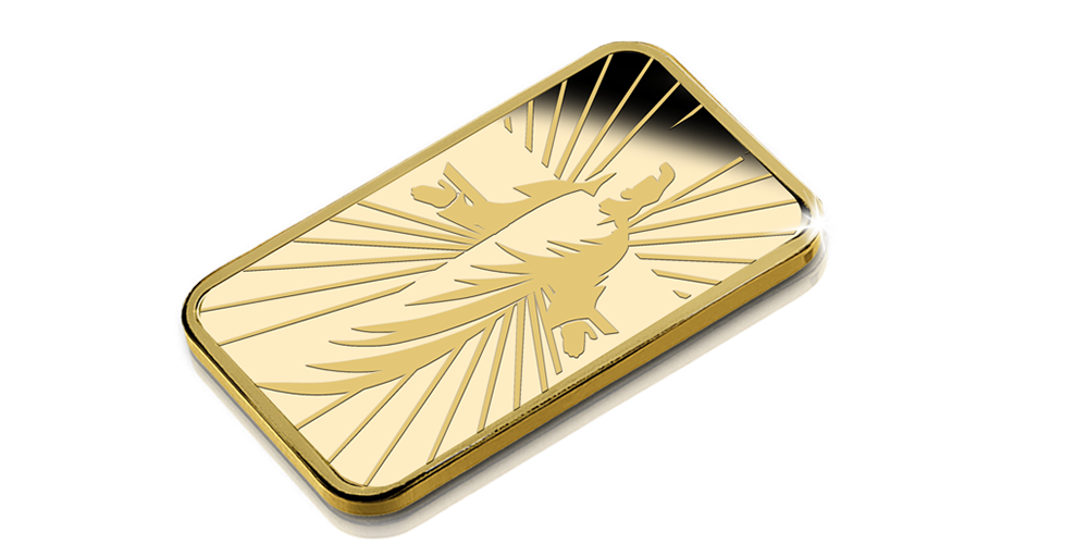 Zlatá mince ve tvaru cihličky vyobrazující Ježíše Krista