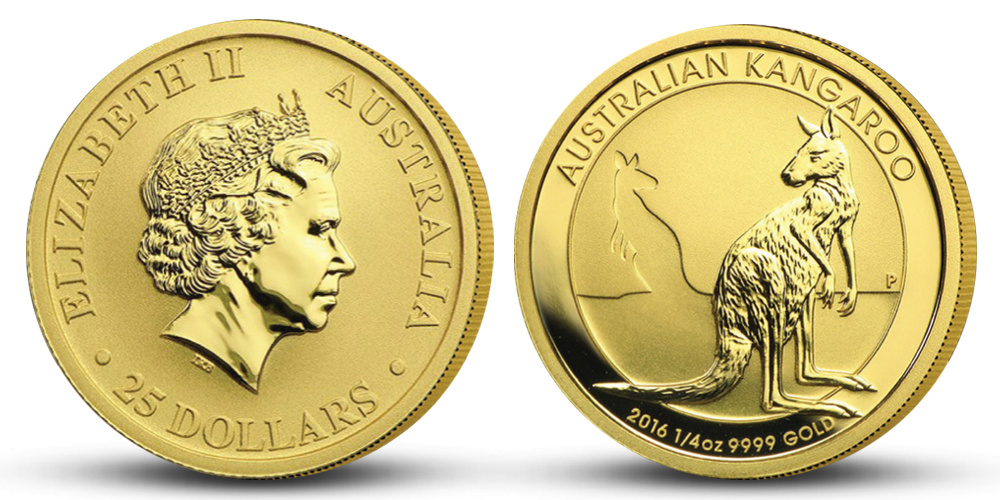 Australský klokan na zlaté minci Australský klokan na zlaté minci