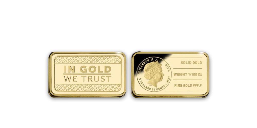 Zlatá mince In Gold We Trust ve tvaru cihličky
