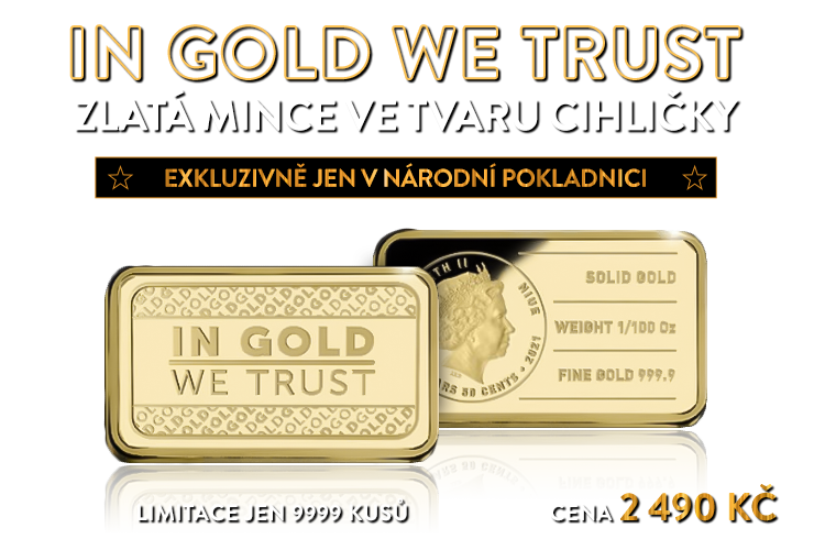 Zlatá mince ve tvaru cihličky, 1/100 oz