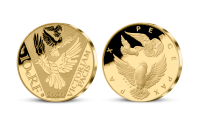 Zlaté holubice míru na minci z certifikovaného zlata