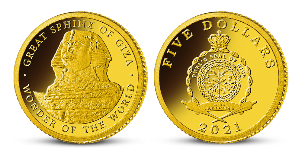 Velká Sfinga - pamětní mince z ryzího zlata 999/1000