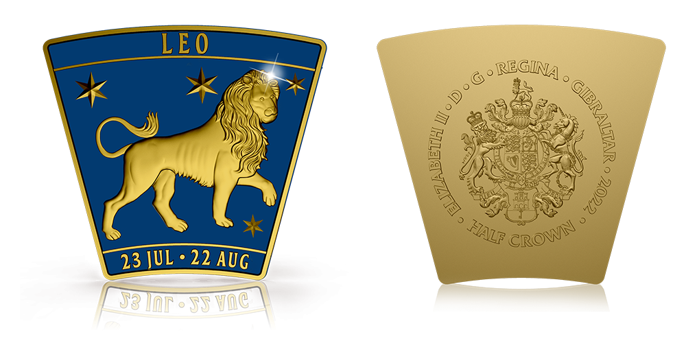 Znamení zvěrokruku - Lev na minci zušlechtěné ryzím zlatem a barevnou aplikací