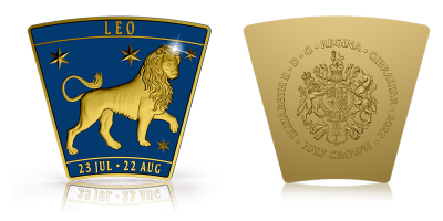 Znamení zvěrokruku - Lev na minci zušlechtěné ryzím zlatem a barevnou aplikací
