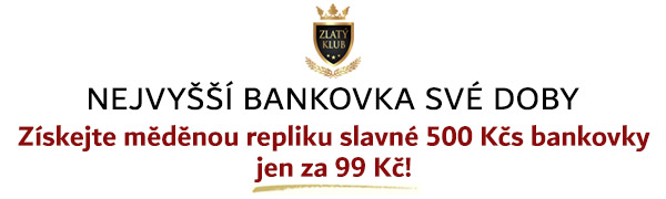 Jedinečná měděná replika 500 Kčs bankovky jen za 99 Kč. Poštovné a balné platíme za Vás!