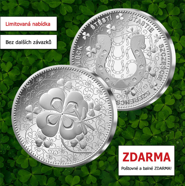Váš čtyřlístek pro štěstí - pamětní medaile zcela ZDARMA. Poštovné a balné platíme za Vás!