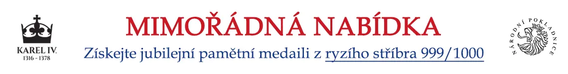 Pamětní medaile Karel IV. z ryzího stříbra 999/1000. Poštovné a balné 129 Kč.