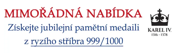 Pamětní medaile Karel IV. z ryzího stříbra 999/1000. Poštovné a balné 129 Kč.