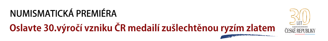 Pamětní medaile 30. výročí vzniku České republiky zušlechtěná ryzím zlatem 999/1000